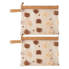 Maket Gamseong 可愛小熊插畫試卷袋A4, 熊臉, 2個