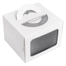 中央包裝 高級型透明窗蛋糕盒 1號 + 底盤, 白色, 10套