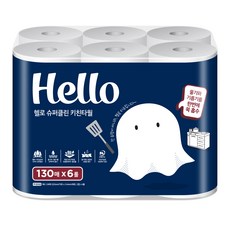 Hello Tissue Super Clean 天然紙漿廚房紙巾, 1個, 6入