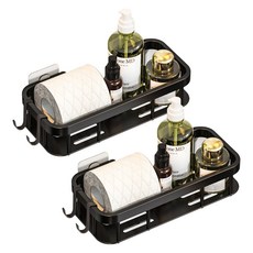 모나코올리브 블랙엣지 다용도 선반 스퀘어 + 접착패드 2p, 블랙, 2세트