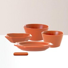 PRELUDE Simplet 單人獨食餐具組 B 5p, 飯碗 + 湯碗 + 小菜盤 + 點心盤 + 筷匙架, 1套, 胡蘿蔔
