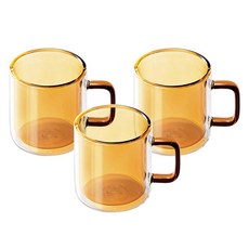 칼딘 더블 월 컬러풀 머그컵 400ml, 앰버, 3개