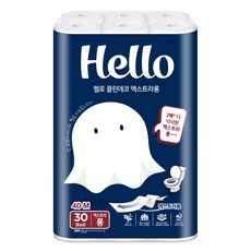 Hello Tissue Clean Deco 加長型天然紙漿2層衛生紙, 1個, 40m, 30入