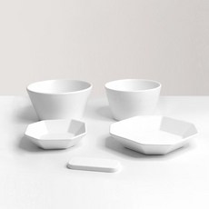 프렐류드 심플레 1인 혼밥세트 C 5p, 마시멜로, 1세트, 공기 + 대접 + 찬기 소 + 찬기 중 + 수저받침