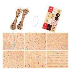 Maket Gamseong 可愛生日禮物包裝紙組合, 牛皮紙, 1個
