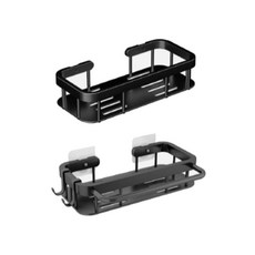 모나코올리브 블랙엣지 다용도 선반 스퀘어 + 스틱 세트 + 접착패드, 블랙, 1세트