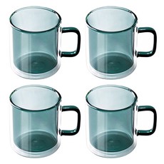 칼딘 더블월 컬러풀 머그 유리컵 400ml, 틸, 4개