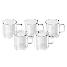 칼딘 더블월 컬러풀 머그 유리컵 400ml, 클리어, 5개 클리어, 5개