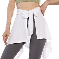 女款瑜珈疊穿遮臀圍裙舞蹈裙 FW303, 白色