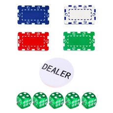 다싸몰 포커칩 사각칩 4종 + 딜러칩 + 파랑 주사위 5p 세트, 초록(주사위), 1개