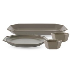 PRELUDE 簡約早午餐餐具4件組, 1套, 可可, 主餐盤 + 長方盤 + 醬料碗 2入