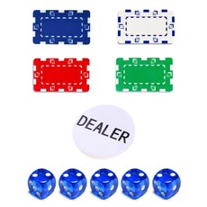 다싸몰 포커칩 사각칩 4종 + 딜러칩 + 파랑 주사위 5p 세트, 파랑(주사위), 1개