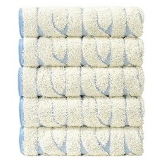 TOWEL TOKTOK 無螢光先染提花針織毛巾 200g 粉絲棉, 藍色, 5個