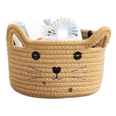 Market Pio 居家貓咪繩編多用途收納籃, 1個, 款式1