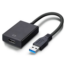Hensen USB 轉 HDMI 轉接器 轉換器, 1個, 黑色