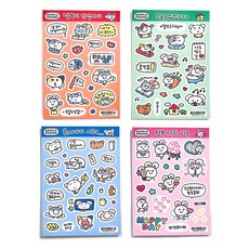 쥐냥 데일리 스티커팩 4종 세트, 혼합색상, 1세트