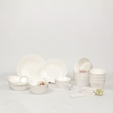 Paulers 簡約4人份餐具組 26件組, 1套, 白色, 飯碗 4p + 湯碗 4p + 小菜碟(小) 4p + 小菜碟(中) 4p + 小菜碟(大) 2p + 盤子(小) 2p + 盤子(中) 2p + 筷架 4p