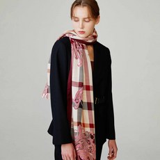 닥스 여성용 타탄체크 페이즐리 직사각 실크 스카프