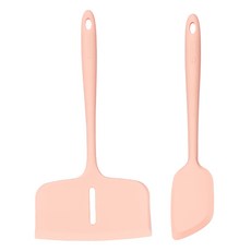 sillymann 韓國製造 Century Garden 烹飪工具2件組 柔和桃 1組 寬版鍋鏟+料理刮刀, 寬版鍋鏟 + 料理刮刀, 1套