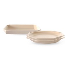 PRELUDE Simple Plate 方形大盤 + 主餐盤 2入組, 方形盤 + 主餐盤 2入, 1套, 燕麥