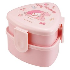 Skater ONWT1AG 抗菌三角形便攜餐盒 + 叉子 500ml 雙層便當盒, 三麗鷗粉紅色, 1個