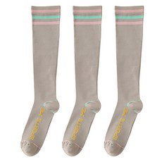 맙소샵 女用運動風高爾夫及膝襪 3雙組 RK2117, 灰色, 1套