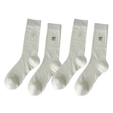 Mabso Shop 女性用柔美浪漫蝴蝶結刺繡高爾夫球襪 2雙組 RK2120, 象牙白, 1套