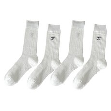 Mabso Shop 女性用柔美浪漫蝴蝶結刺繡高爾夫球襪 2雙組 RK2120, 白色, 1套