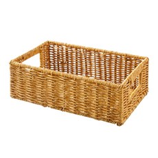 comet 藤編收納籃, 方形 咖啡色, 2個