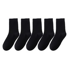 Mabsoshop 男士簡約素色戶外高爾夫球襪 5雙組 RK2121, 黑色, 1套