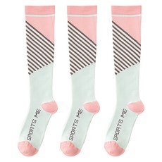 맙소샵 女用運動風高爾夫及膝襪 3雙組 RK2117, 粉紅色, 1套