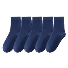 Mabsoshop 男士簡約素色戶外高爾夫球襪 5雙組 RK2121, 海軍藍, 1套