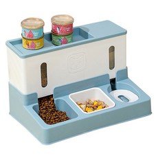 curiouspet 寵物一體式半自動餵水器, 藍色, 1個