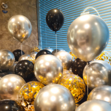 스타리움 홈파티 이벤트 풍선, 블랙실버, 30개