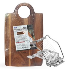 Zeus相思木長方形擺盤砧板 + 環保不鏽鋼雞蛋切片器組, 混合色, 1套