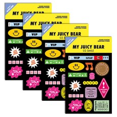 세컨드맨션 쥬시베어 레트로 라벨 리무버 스티커, 스마일, 4개