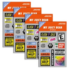 세컨드맨션 쥬시베어 레트로 라벨 리무버 스티커, 4개