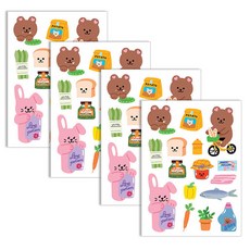 세컨드맨션 쥬시베어 베이직 리무버 스티커, 마켓, 4개