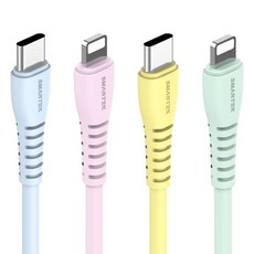 스마텍 C타입 라이트닝 8핀 초고속충전 20W 컬러 PD 케이블 4종 세트 STCB-C8set, 블루, 핑크, 옐로우, 민트, 1세트