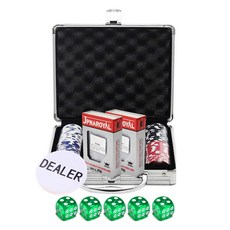 다싸몰 컬러칩 5종 x 20p + JPNA 카드 2p + 딜러칩 + 주사위 5p 세트, 화이트, 블루, 레드, 그린, 블랙(컬러칩), 초록(주사위), 1개