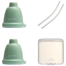LALABY Combi矽膠吸管帽含收納盒組, 1組, 綠色