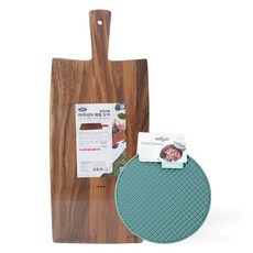 제우스 안조 아카시아 패들 도마 + 실리콘 냄비받침 세트, 혼합색상, 1세트