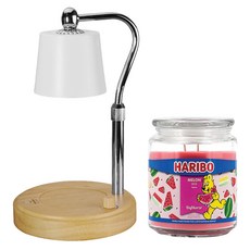 하리보캔들 라지자 캔들 + 빛높이조절 우드 감성 캔들워머 세트, 화이트, 멜론믹스