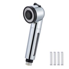 PURESOO 增壓隱藏式濾芯廚房用噴頭 鍍鉻 + 替換濾芯4入組, 1套