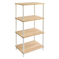 comet Home 組裝木質展示架, 木頭色 + 白色, 4層