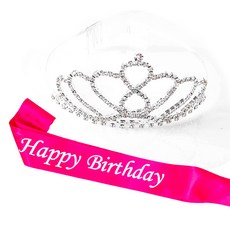 파티쇼 공주 티아라 왕관 생일 어깨띠 세트, 푸치샤(대형B), 1세트