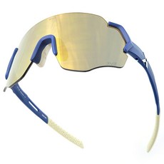 HILX Savage 運動護目鏡 太陽眼鏡 C4+SV4GD4, 1個, 藍暖灰色(鏡框) + 金色鏡面(鏡片)