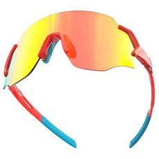 HILX Savage 運動護目鏡太陽眼鏡 C3+SV3RD3, 1個, 紅藍色(鏡框) + 紅色鏡面(鏡片)