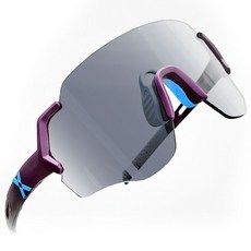 HILX Savage 運動護目鏡 太陽眼鏡 C5+SV3SL5, 1個, 紫藍色(鏡框) + 銀色鏡面(鏡片)