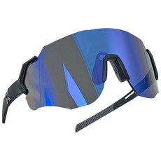HILX Savage 運動護目鏡 太陽眼鏡 C1+SV4BL1, 黑灰色(鏡框) + 藍色水銀(鏡片), 1個
